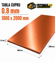 Tabla cupru 0.8mm – 1000 x 2000 mm – EN Cu-DHP